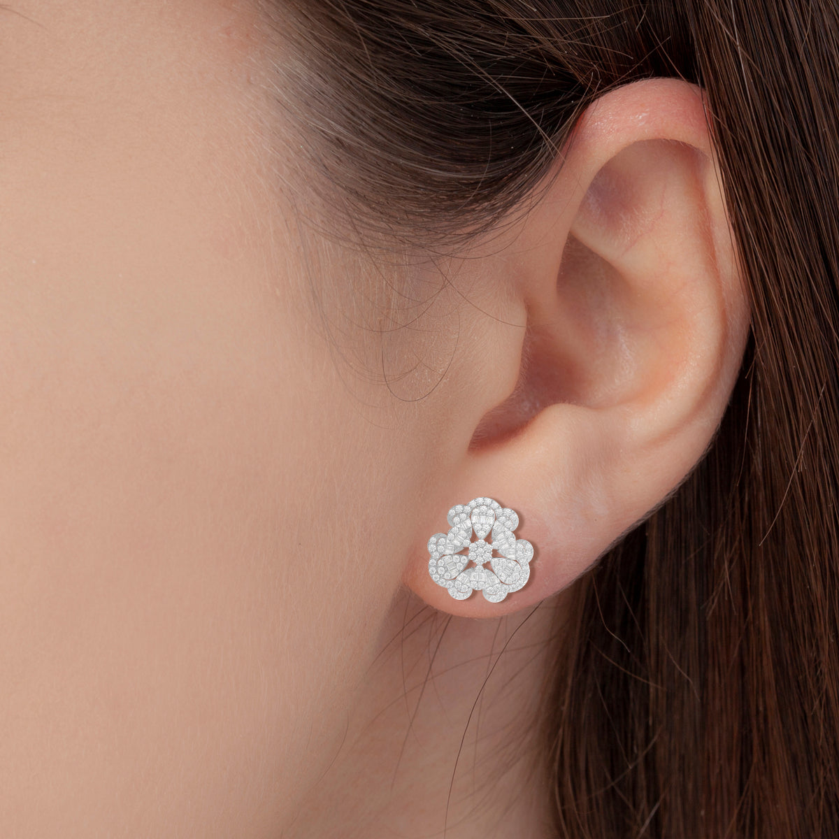 Sterling Silver Superstar Diamond Earrings