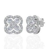 Sterling Silver Diamond Clover Earrings