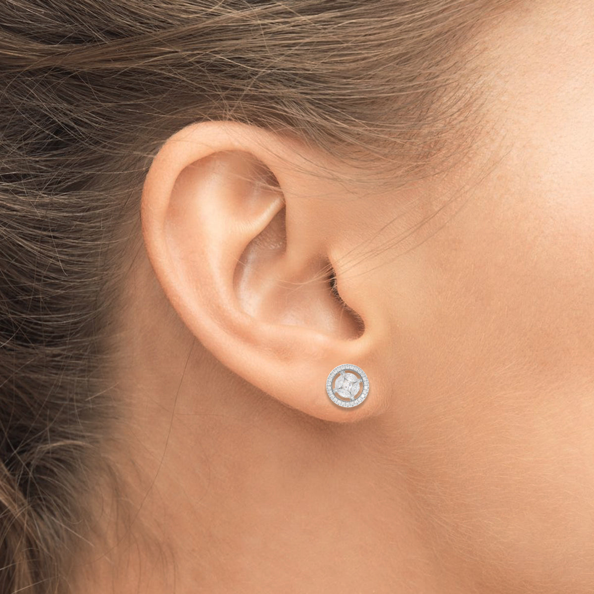 Charming Light It Up Silver Diamond Earrings