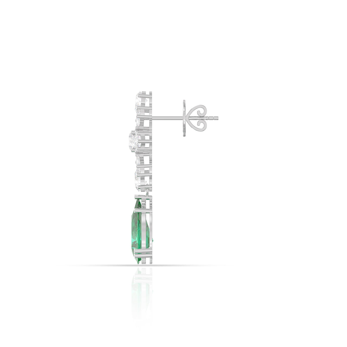 Emerald Drop Diamond Floral Earrings