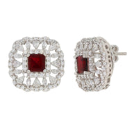 Classic Red Cubic Stud Earrings Perfect for Any Occasion