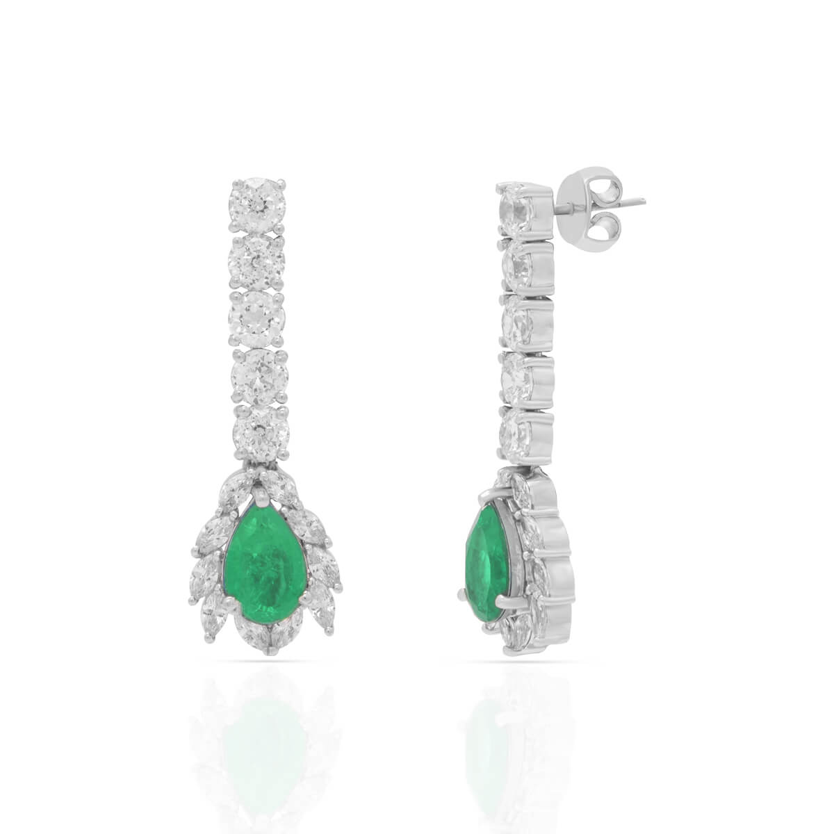 Elegant Green Silver Drop Earrings