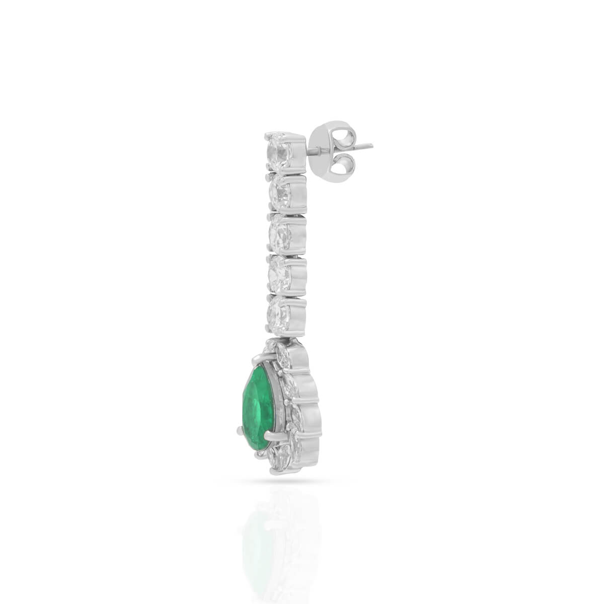 Elegant Green Silver Drop Earrings