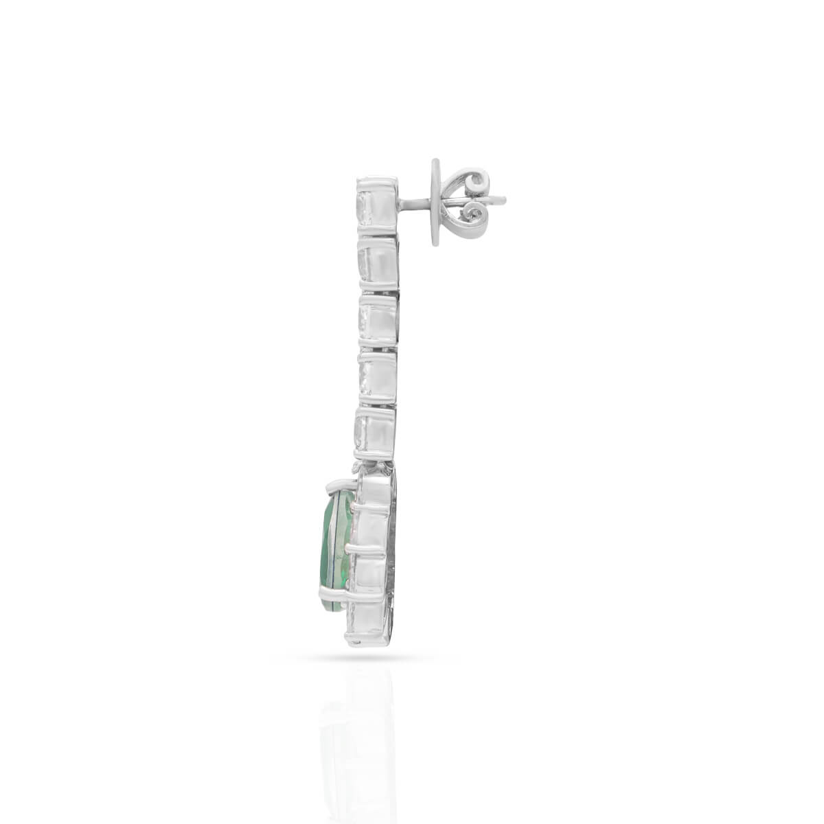 Elegant Green Silver Drop Earrings