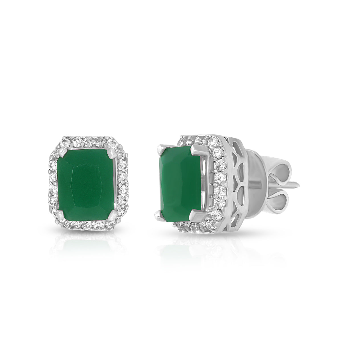 Green Octagon Halo Studs