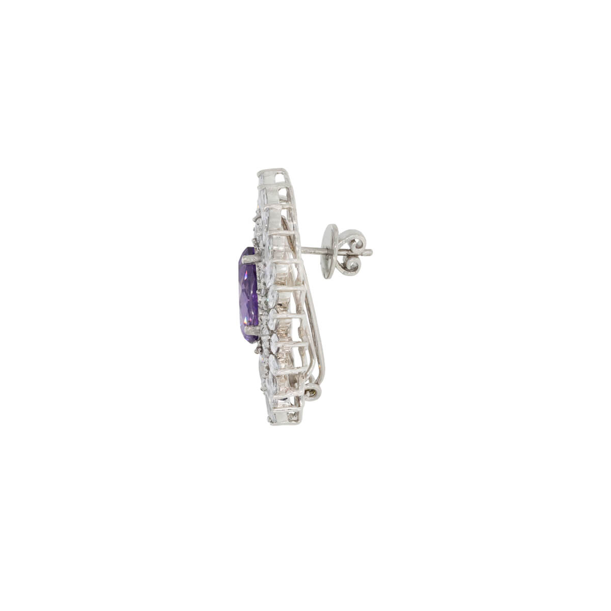 Radiant Purple Gemstone Drop Stud Earrings in Sterling Silver