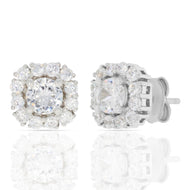 Silver Zircon White Sunshine Studs