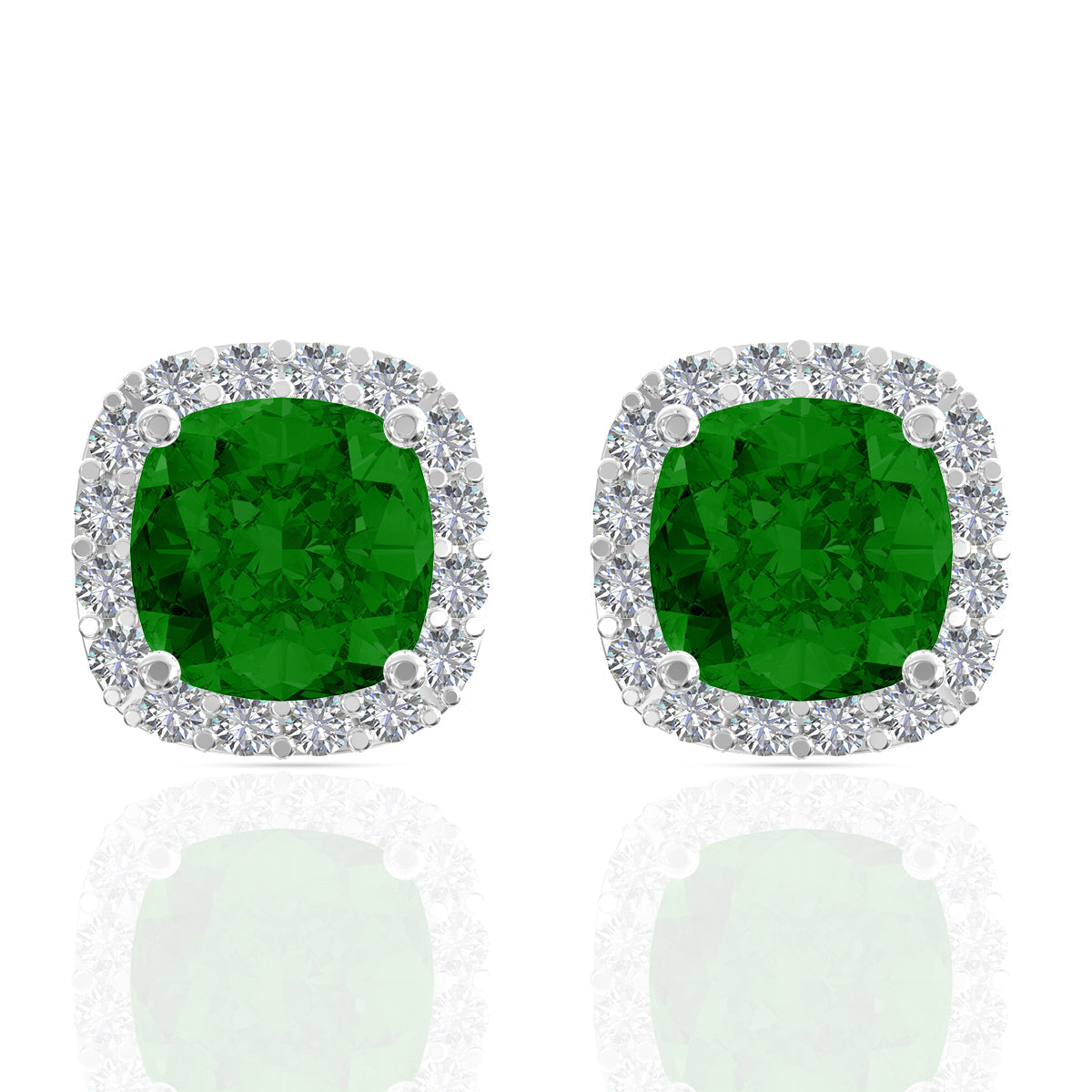 Silver Forest Green Shining Studs