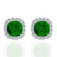 Silver Forest Green Shining Studs