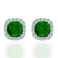 Silver Forest Green Shining Studs