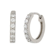 Silver Zircon Sparkling Hoop Earrings