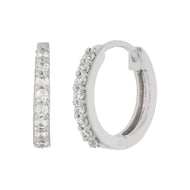 Silver Sparkling Loop Hoop Earrings