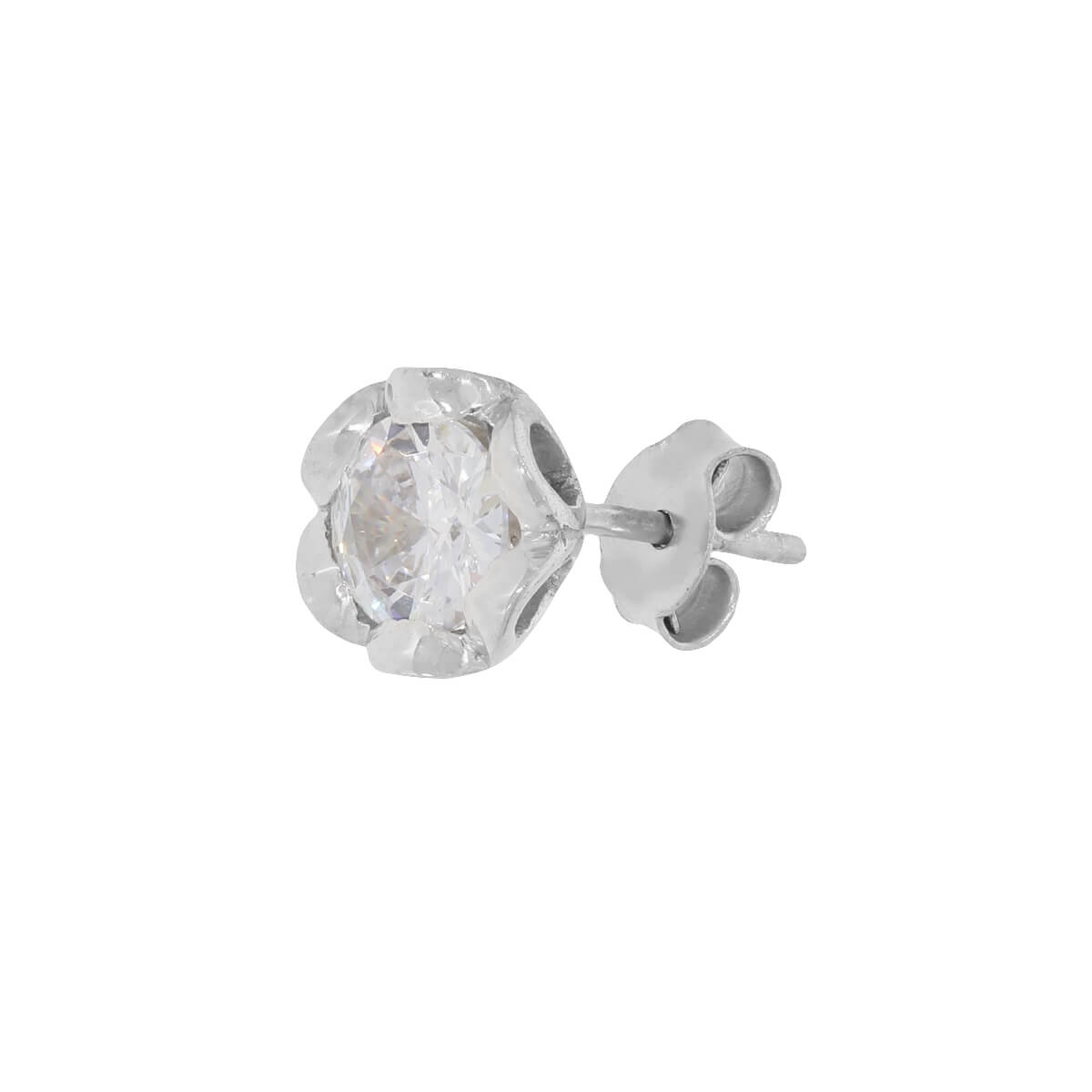 Silver Zircon Flower Studs