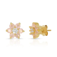 Charming Pink Floral Designer Studs