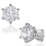 Brilliant Round Cut Stud Earrings In Sterling Silver