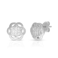 Petal Design Silver Stud Earrings