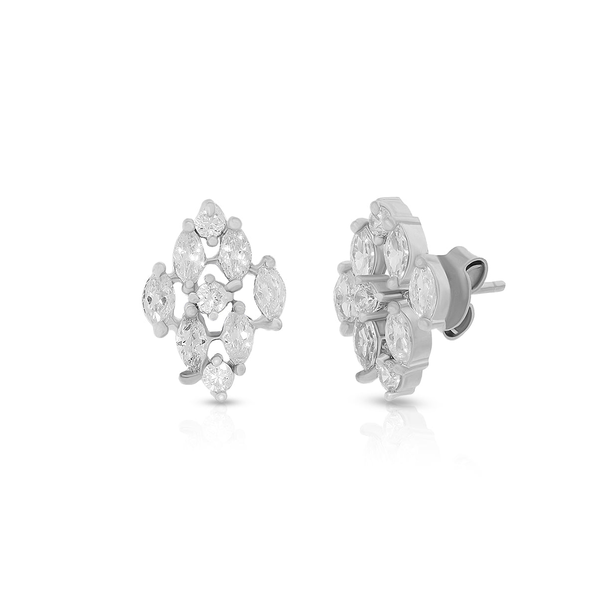 Leaf Style Cluster Stud Earrings