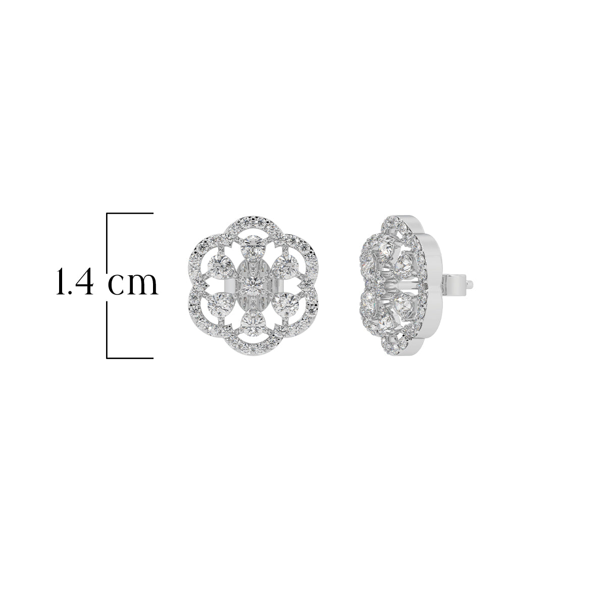 Silver Petal Halo Stud Earrings