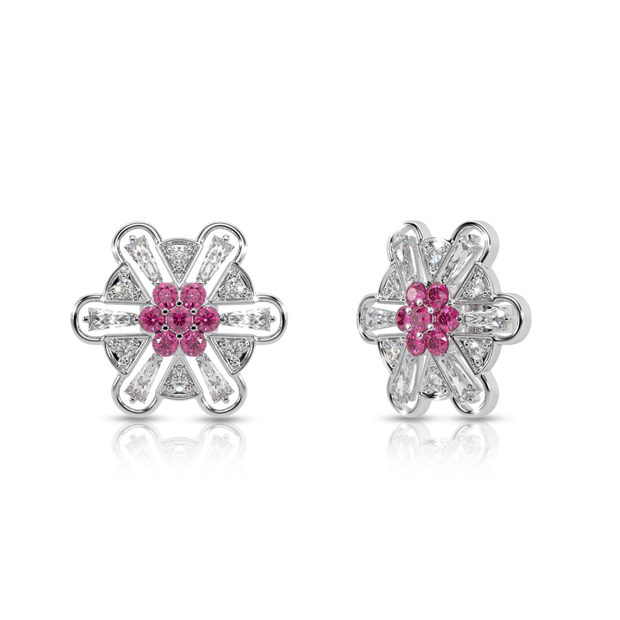 Floral Sparkle Pink Stone Studs