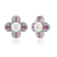 Floral Frost Pink Stud Earrings