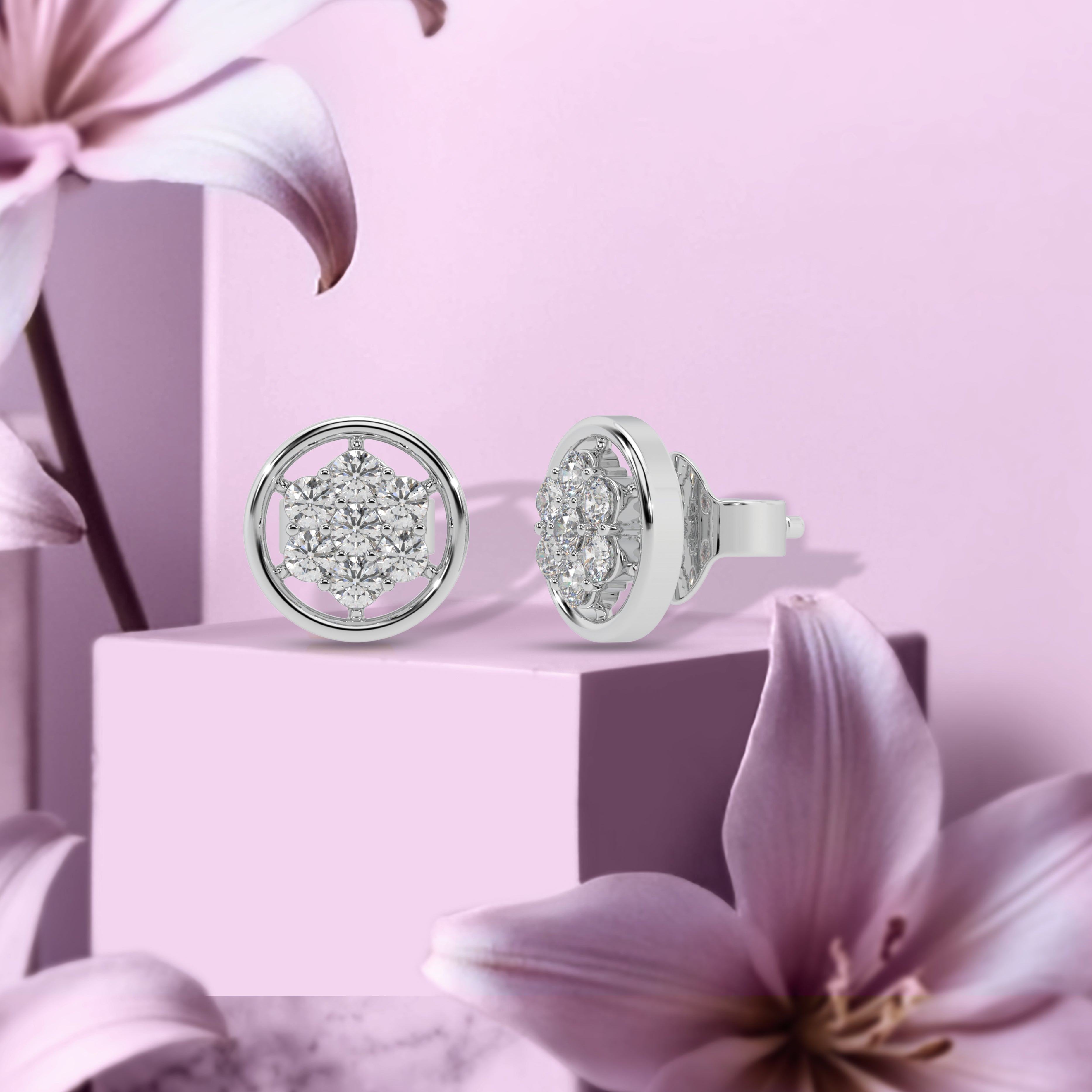 Silver Twilight Cluster Studs