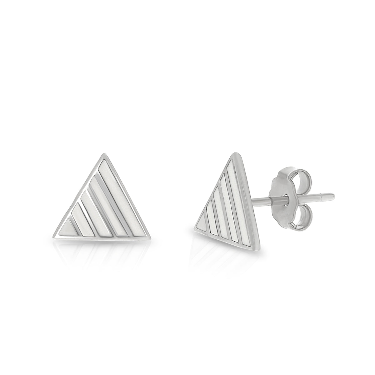 Modern Stripe Detail Triangle Studs