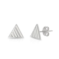 Modern Stripe Detail Triangle Studs