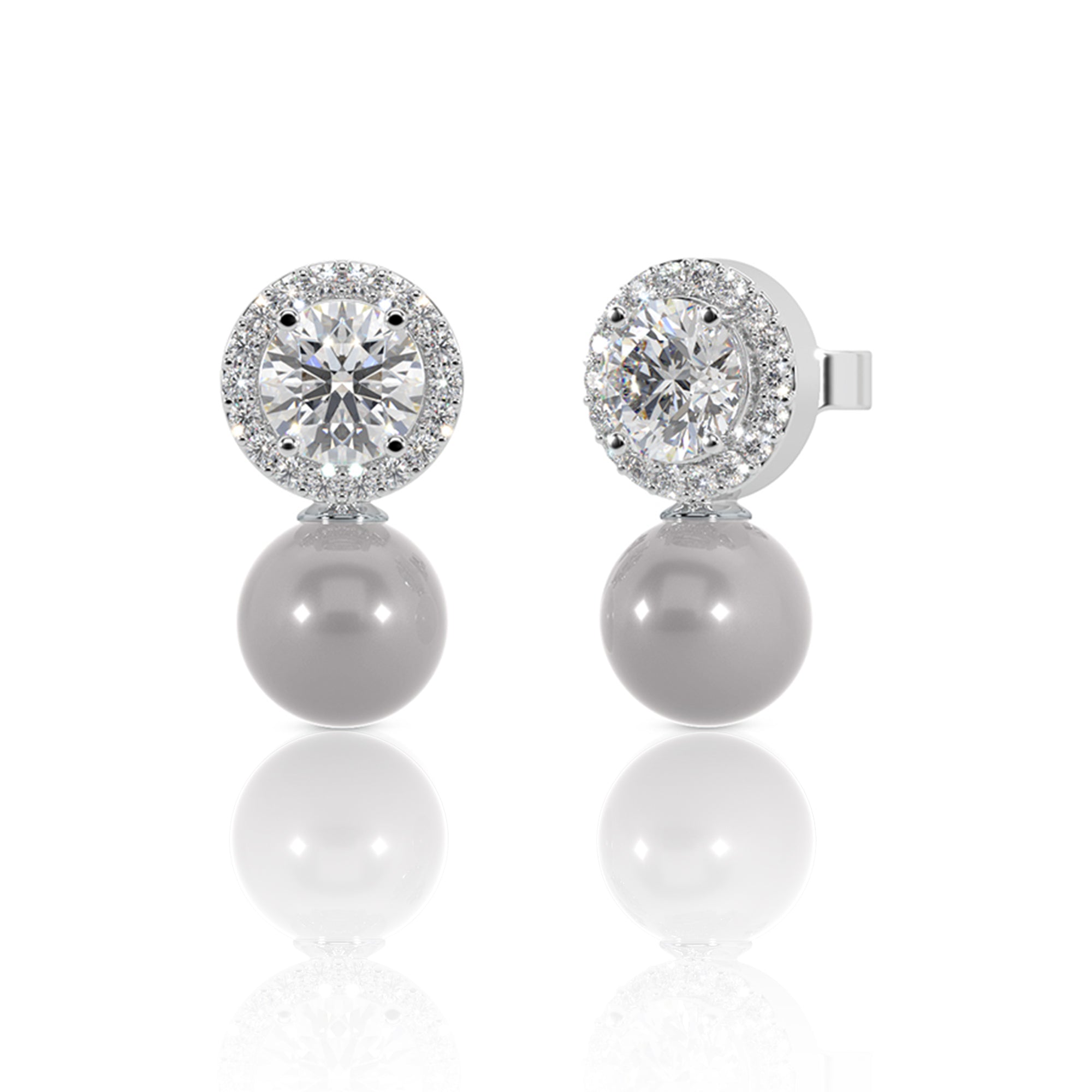 Sparkling Halo Pearl Drop Earrings