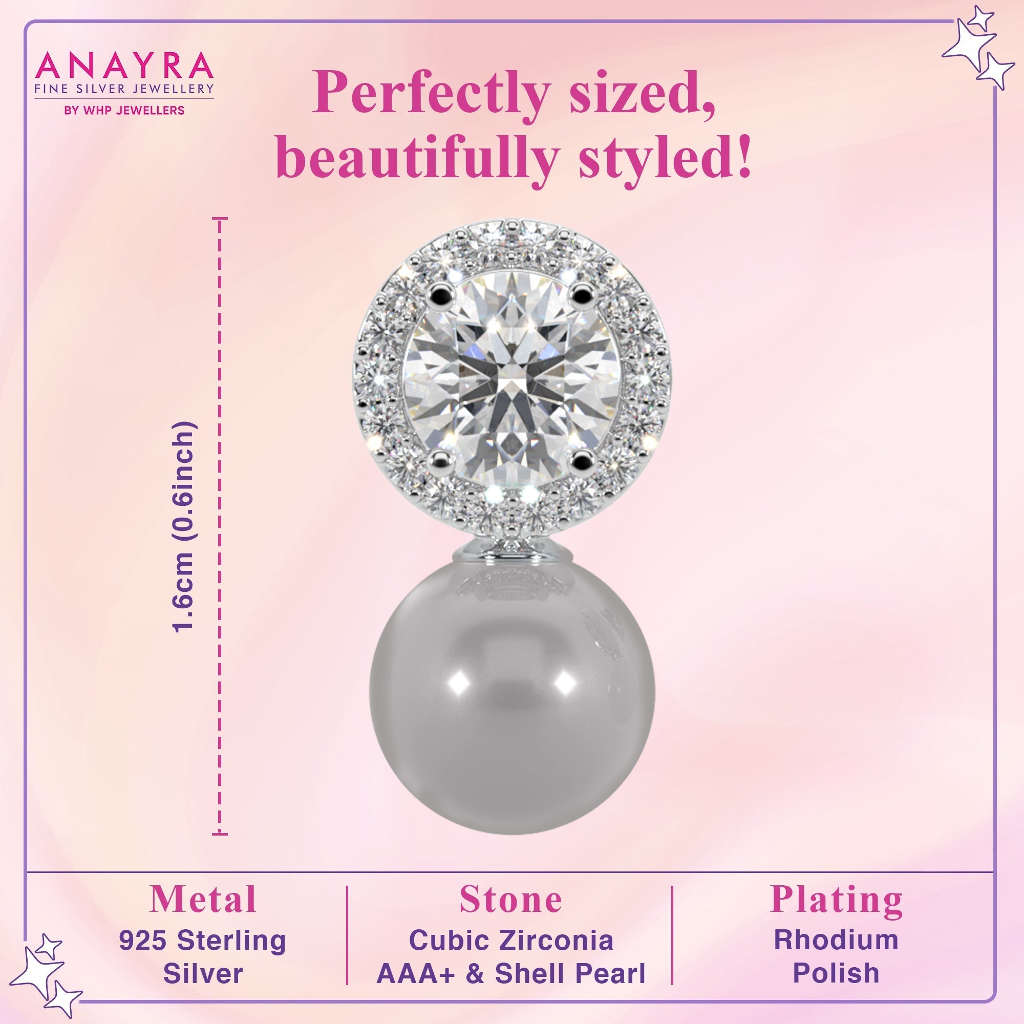 Sparkling Halo Pearl Drop Earrings