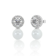 Classic Pearl & Diamond Halo Earrings