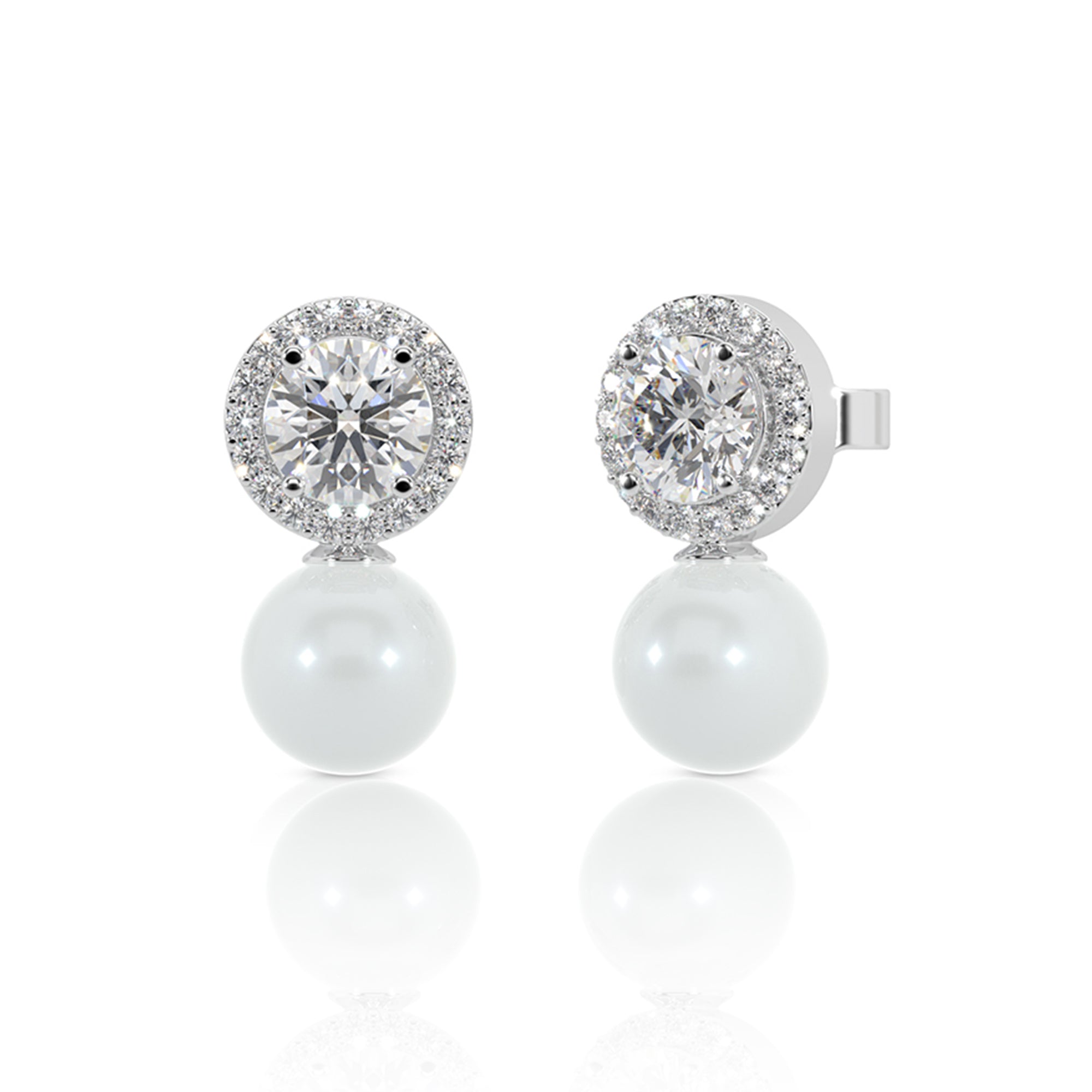 Classic Pearl & Diamond Halo Earrings