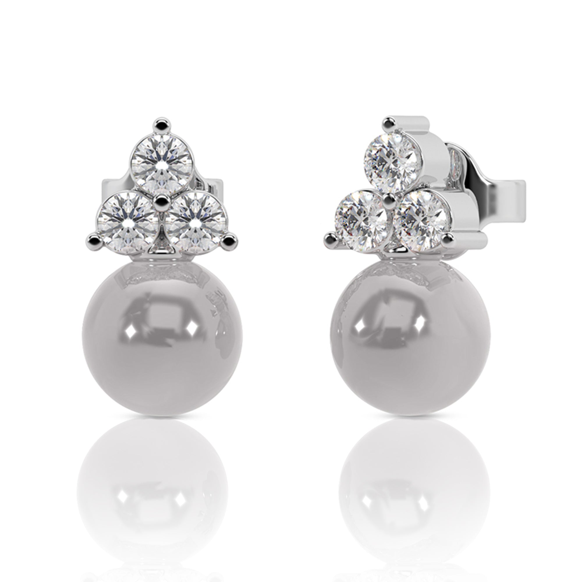 Timeless Pearl Studs with Diamond Accents