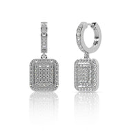 Elegant Pave Diamond Drop Hoop Earrings