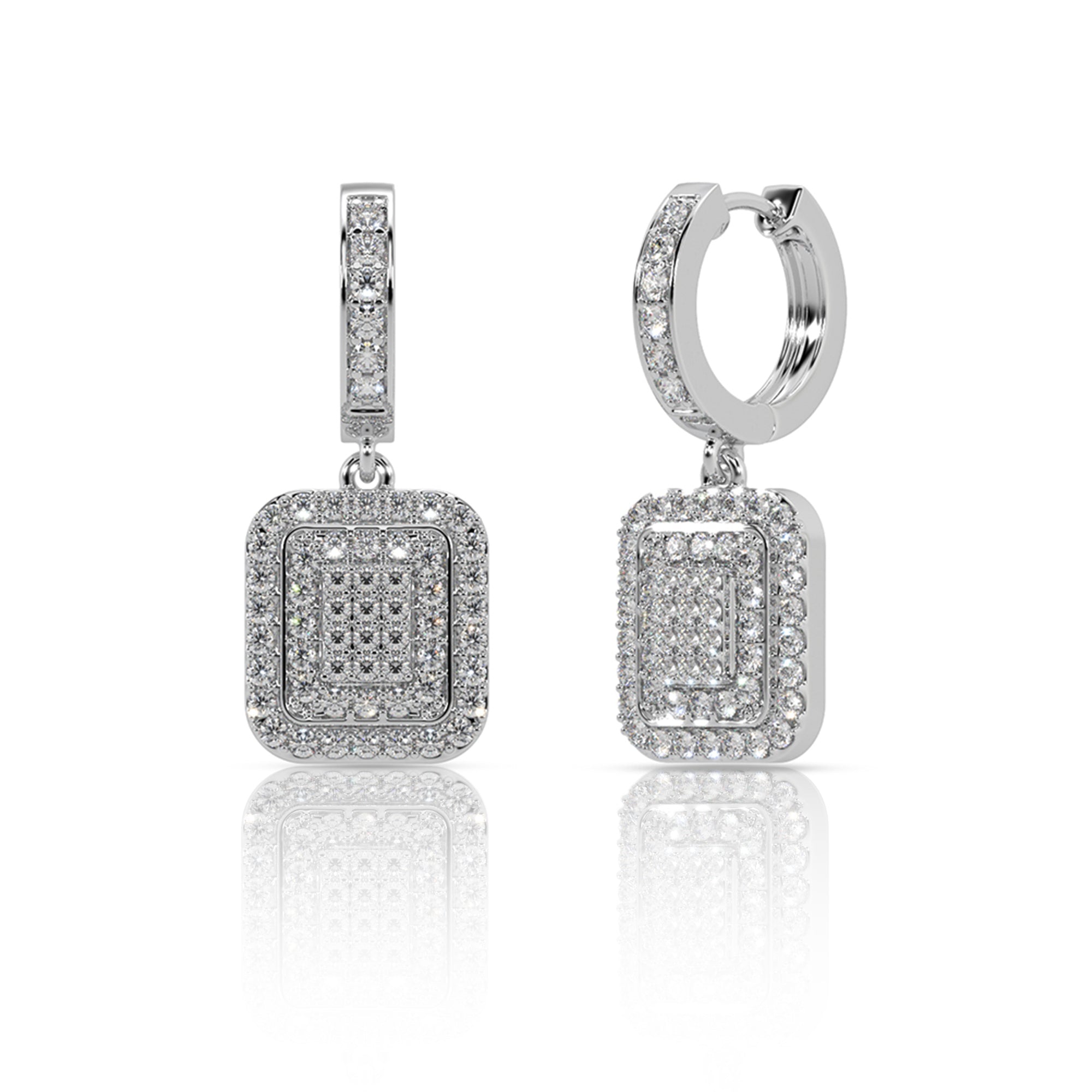 Elegant Pave Diamond Drop Hoop Earrings
