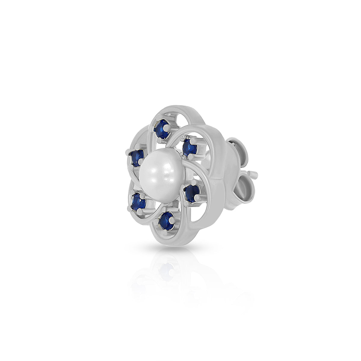 Blue Accent Pearl Studs