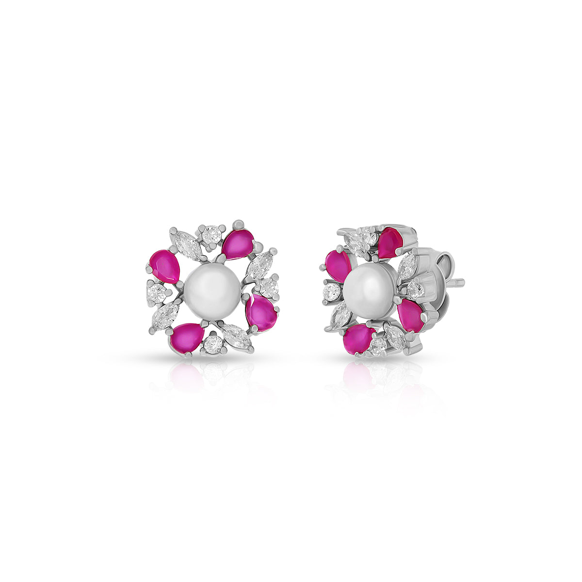 Crimson Petal Pearl Studs