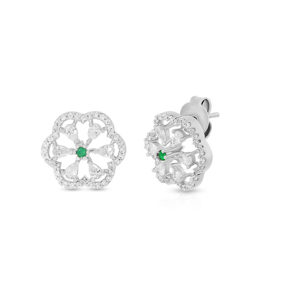 Green Aura Floral Designer Studs