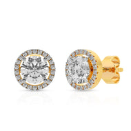 Halo Diamond Gold Plated Stud