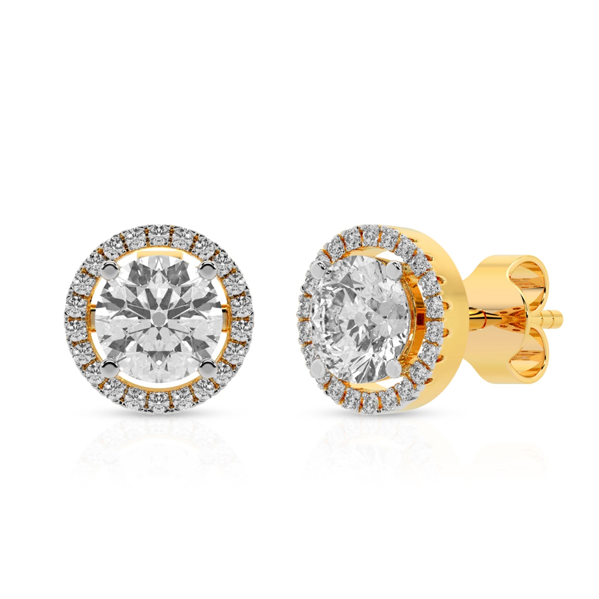 Halo Diamond Gold Plated Stud