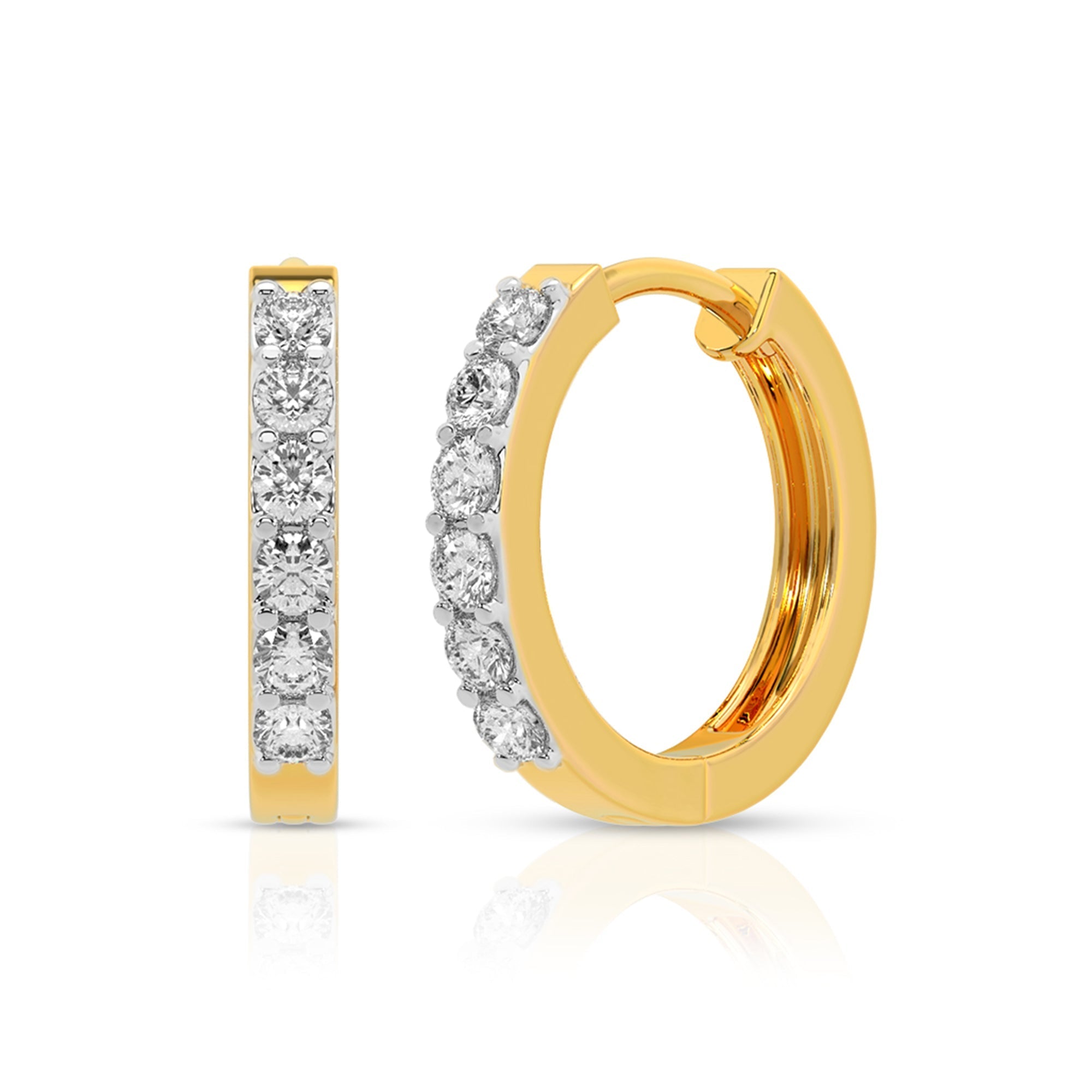 Elegant Diamond Huggie Gold Plated Earrings 