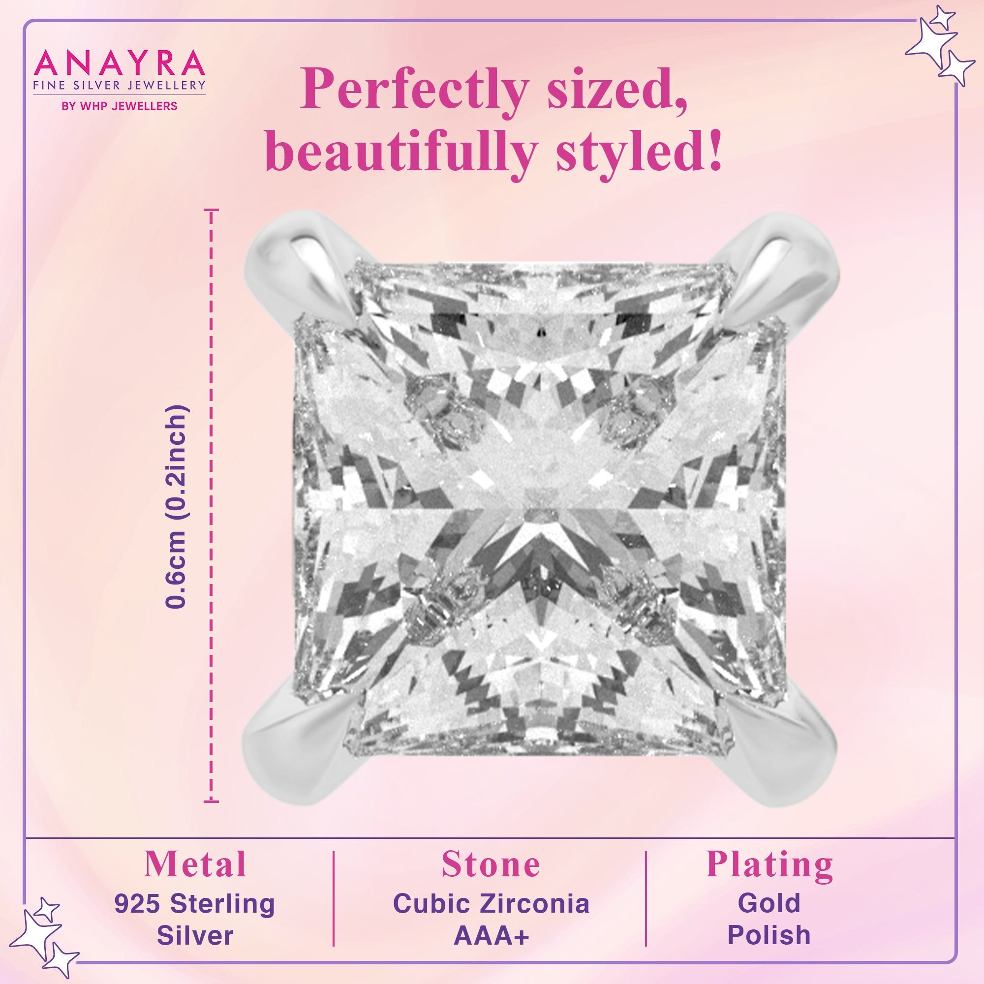 Timeless Princess Cut Crystal Studs