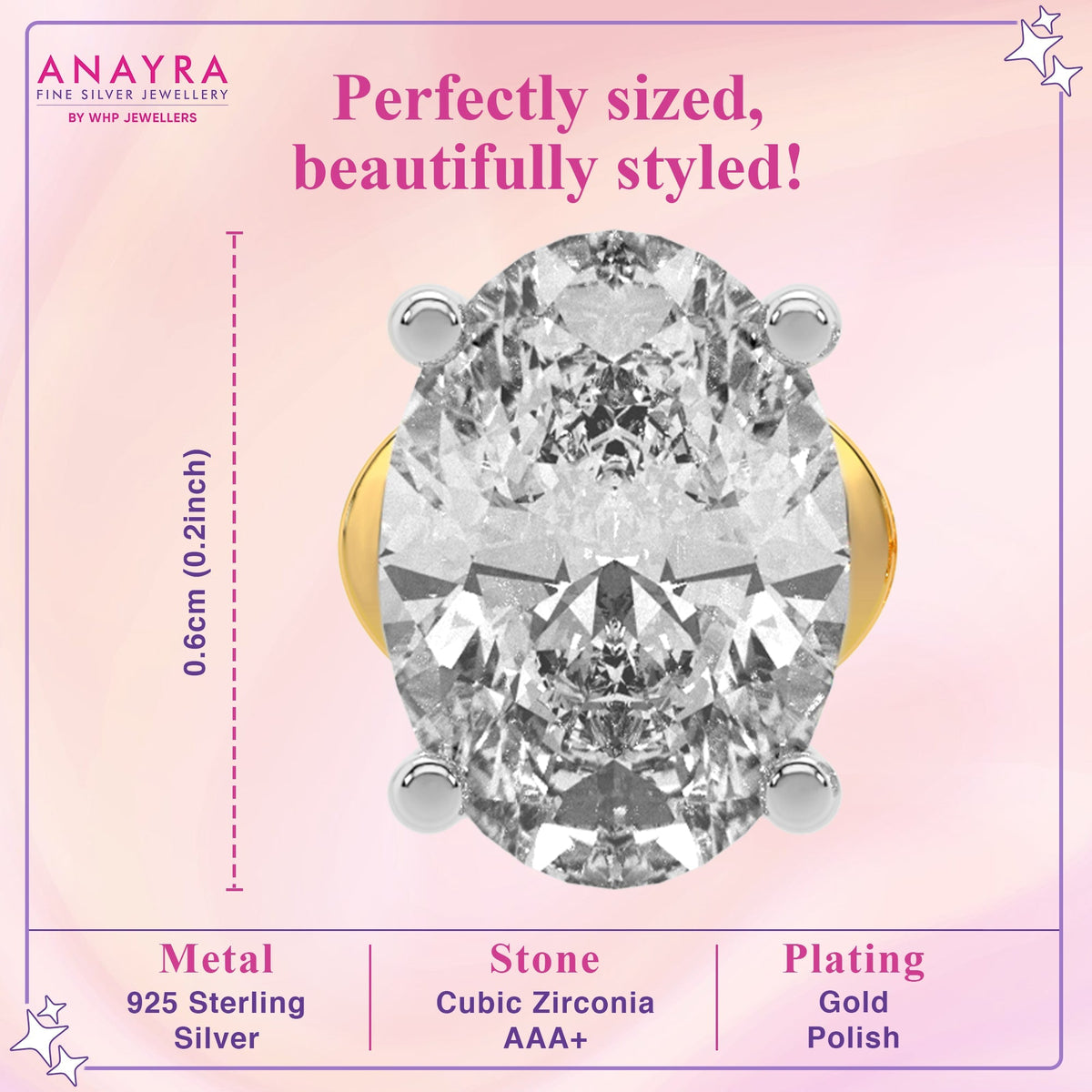 Dazzling Diamond Gold Plated Stud