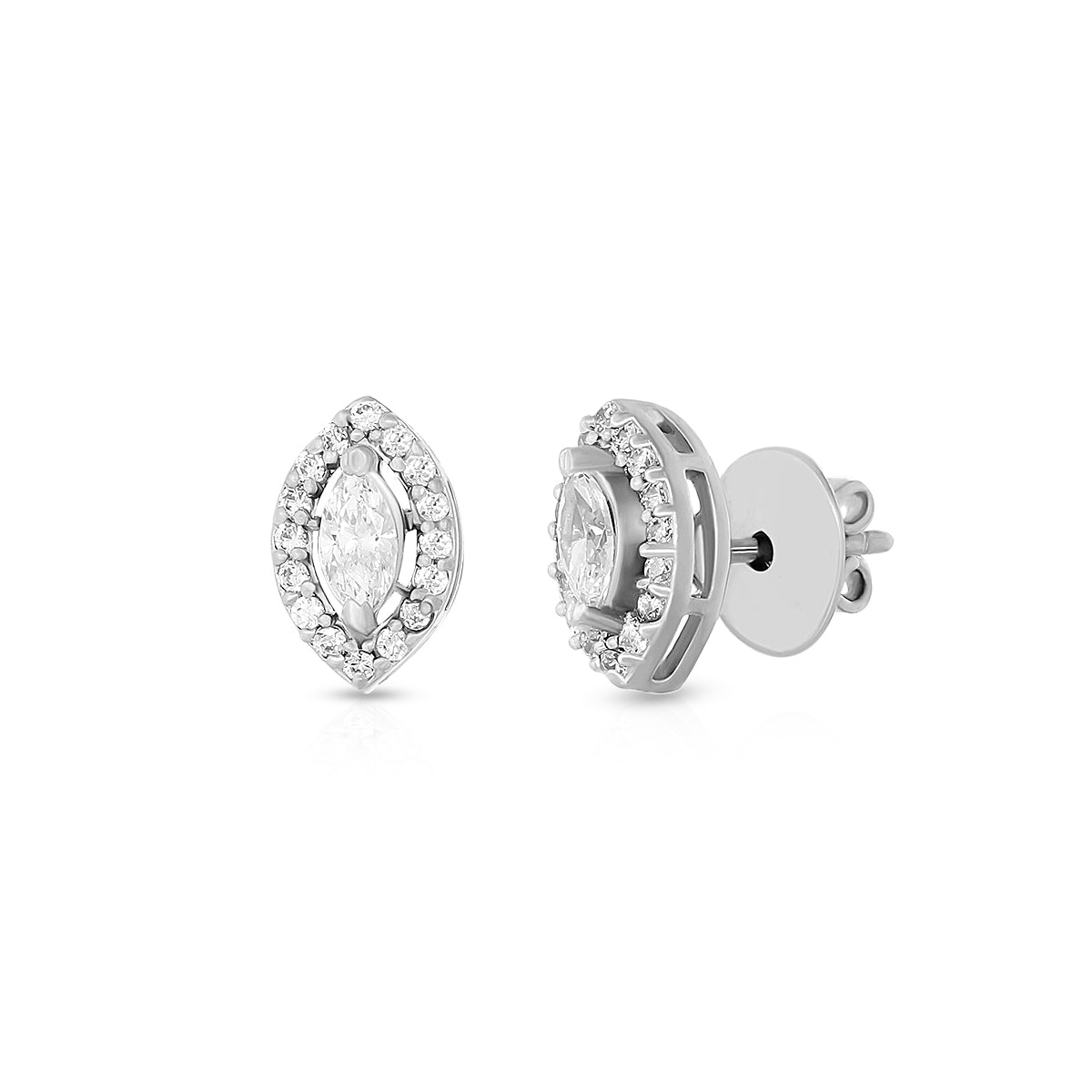 Sparkling Marquise Halo Studs