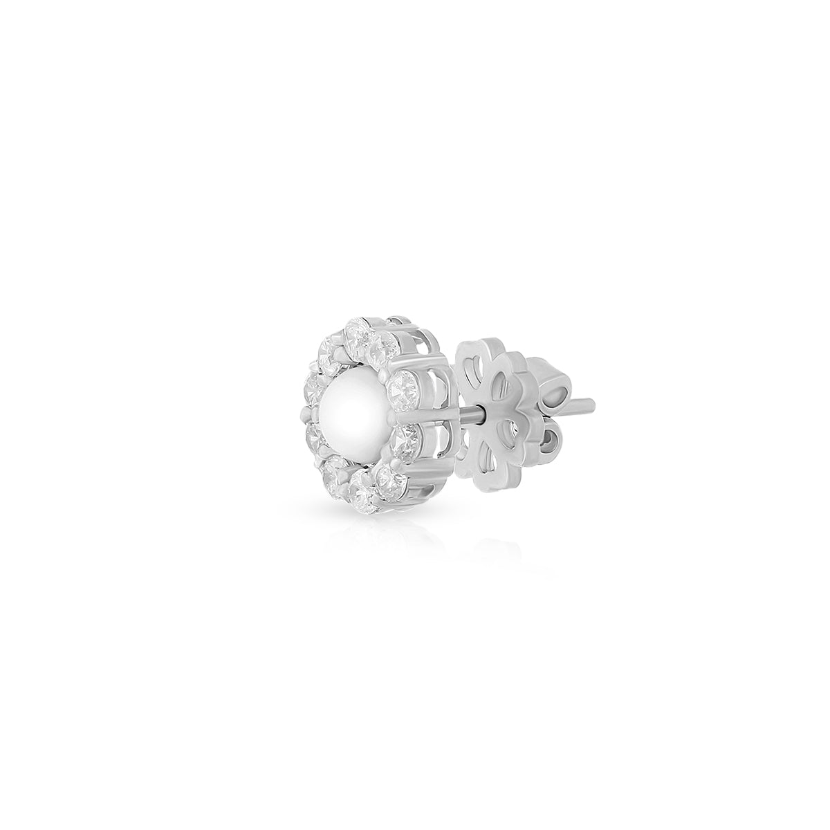 Round Floral Halo Stud Earrings