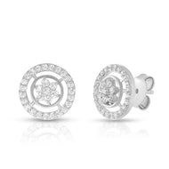 Elegant Circle Floral Stud Earrings
