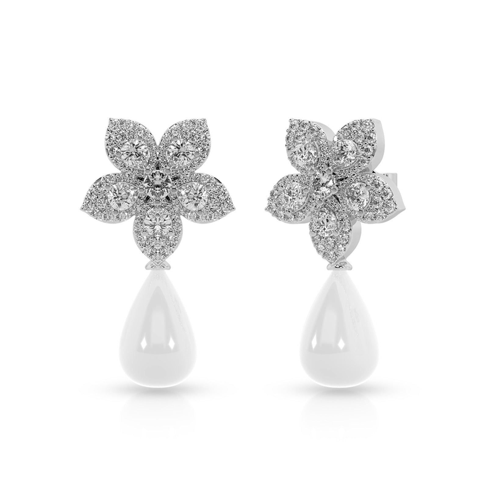 Regal Bloom Pearl Dangle Earrings