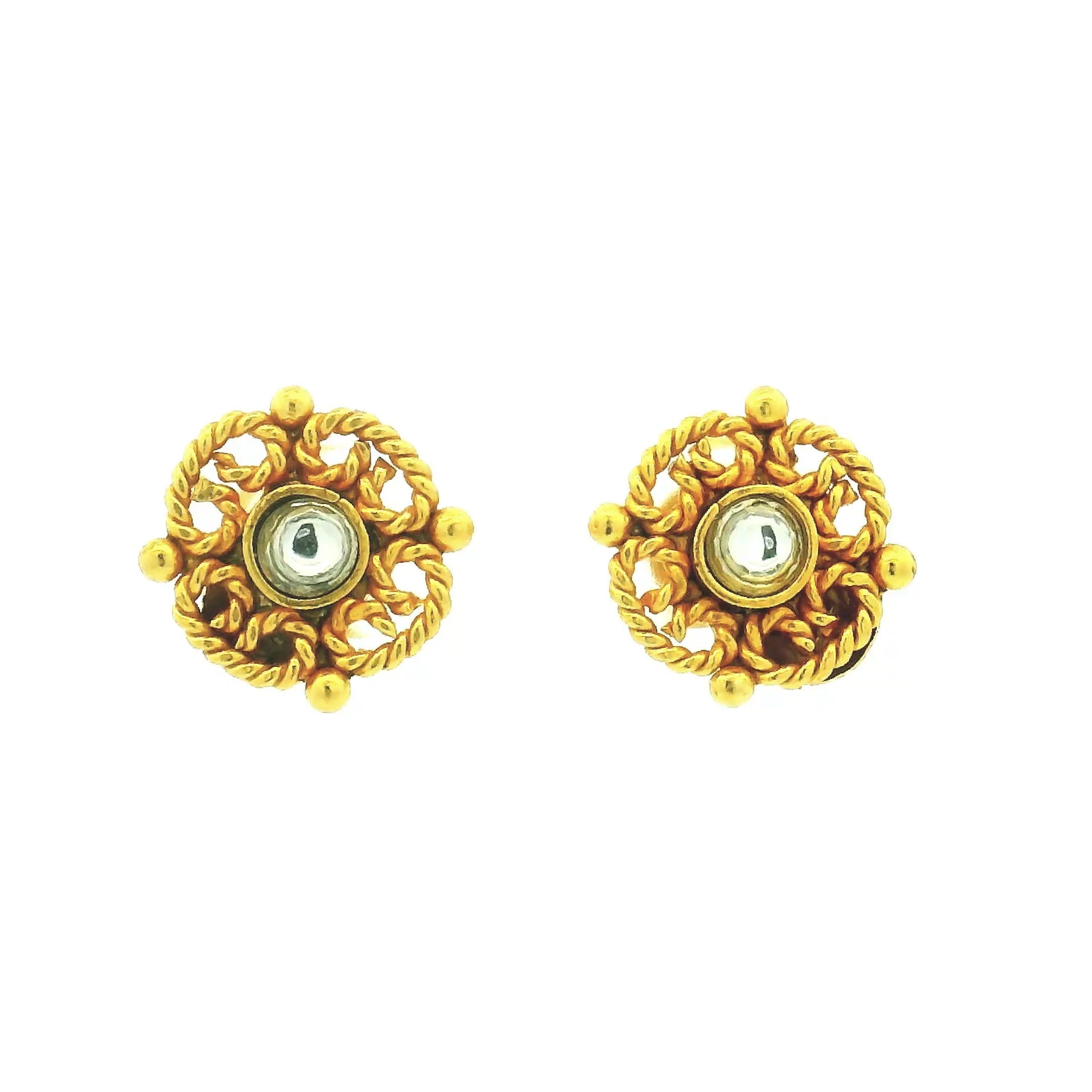 Rope Design Gold Plated Stud