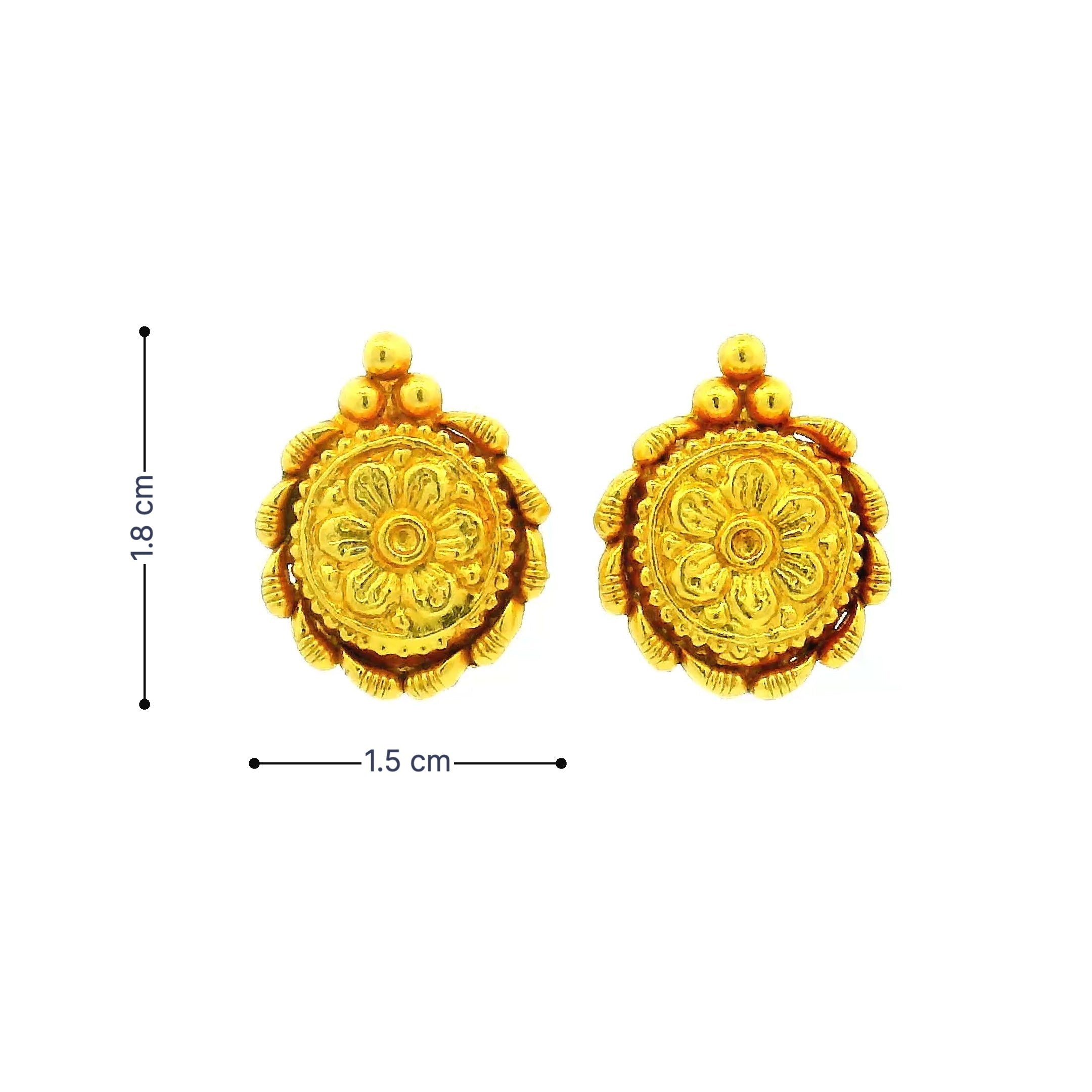 Classic Round Flower Gold Plated Earrings