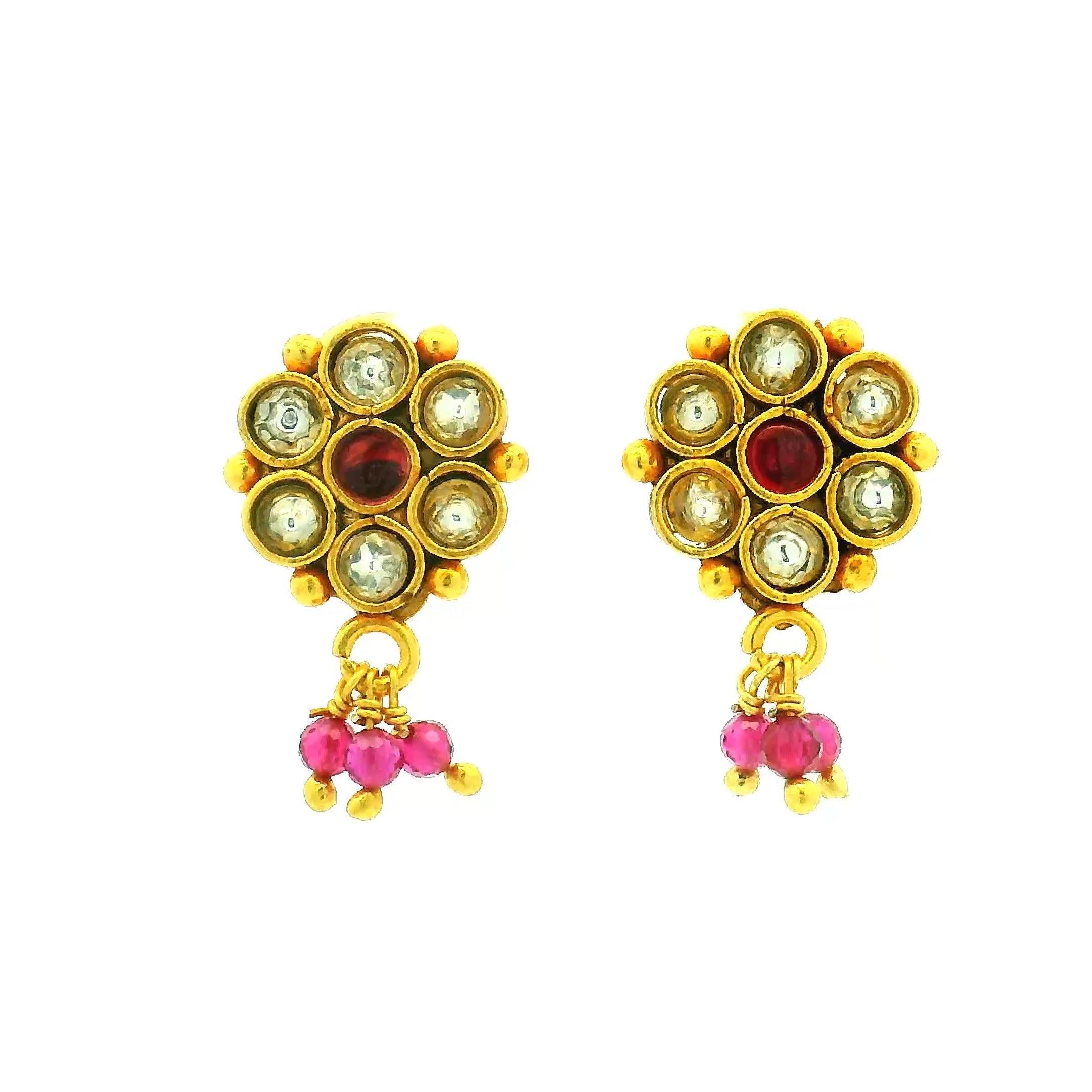 Traditional Multi-Stone Gold Plated Stud Earrings