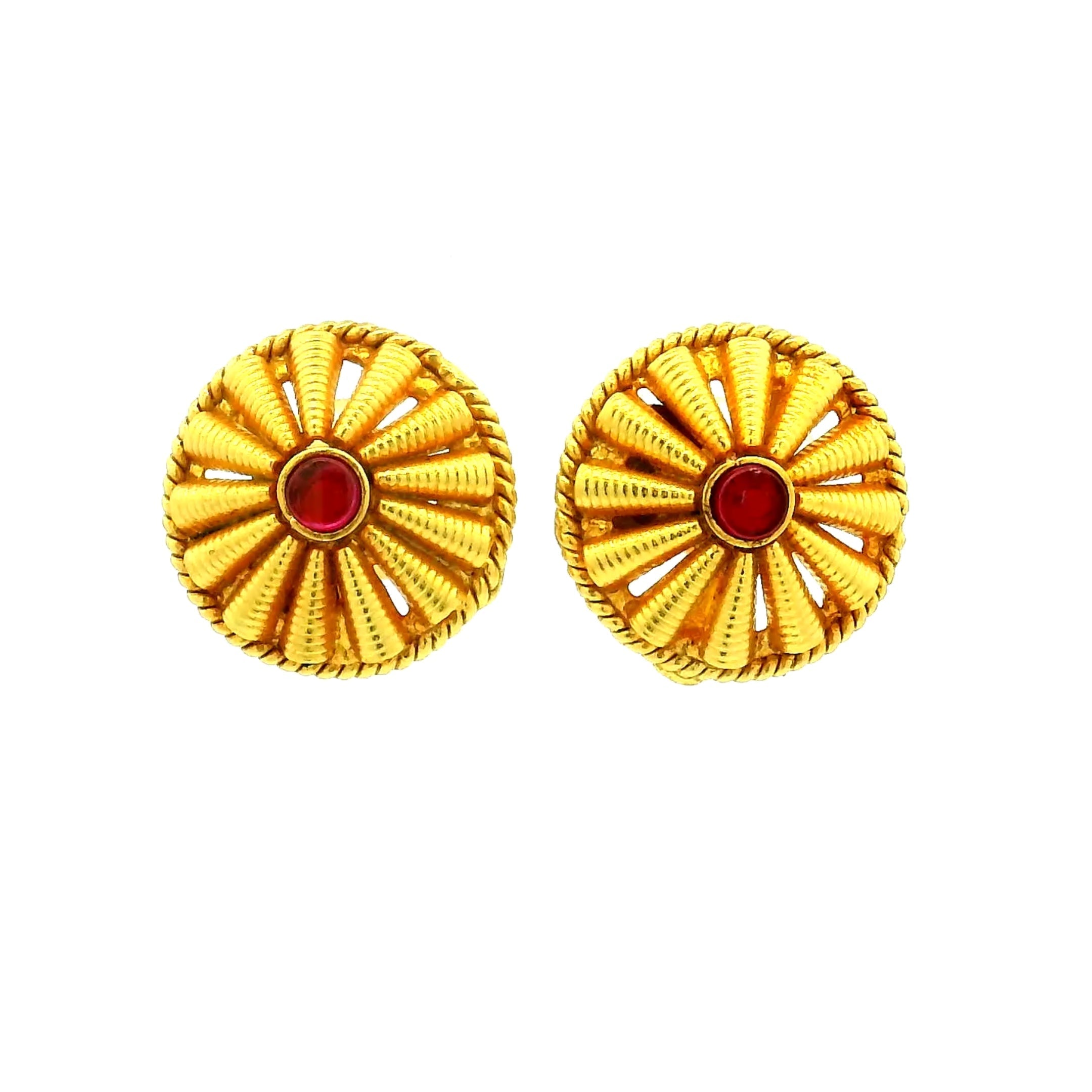 Traditional Ruby Gold Plated Stud